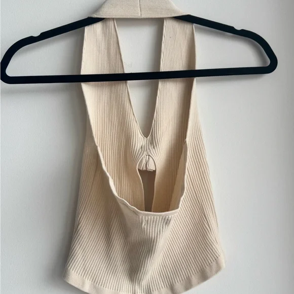 PrettyLittleThing Beige Ribbed Tank Top - Picture 3 of 3